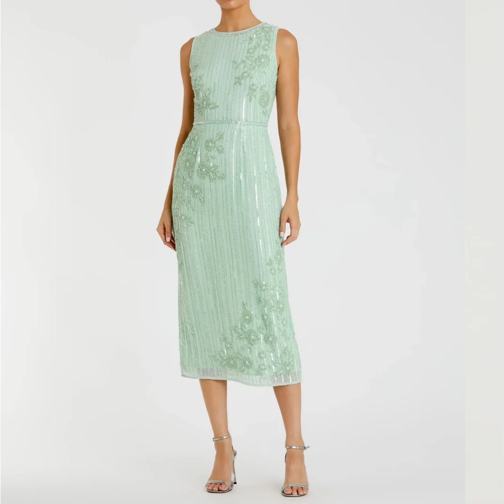 MAC DUGGAL 70260 Floral Embellished Midi Dress Size 8 NWT